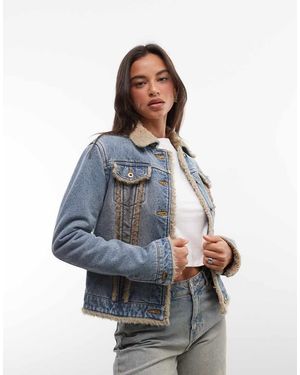ICECREAM Sherpa Gevoerde Denim Truckerjack - Blauw