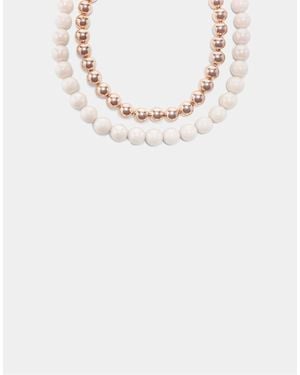 Stradivarius Set Of 2 Bead Necklaces - White
