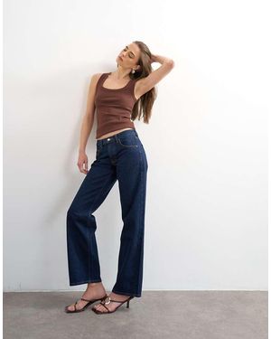 TOPSHOP Vaqueros Azul Añil Enjuagado De Pernera Recta Y Talle Bajo Ember De - Rojo