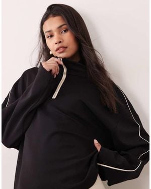 Mango Pipin Knitted Quarter Zip Jumper Co-ord - Black