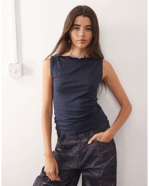 Weekday Annie Super Soft Boat Neck Tank Top - Blue