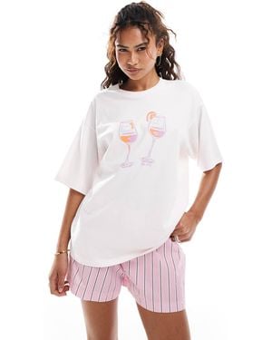 JJXX Oversized Orange Spritz T-shirt - White