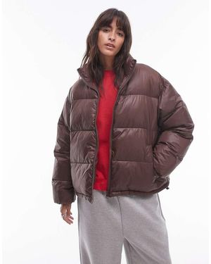 TOPSHOP Piumino Stile Bomber Color Cioccolato - Rosso