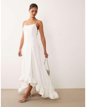 Y.A.S Cami Maxi Dress With exaggerated Buble Hem - Natural