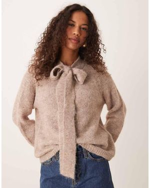 Jdy Bow Detail Knitted Jumper - Natural