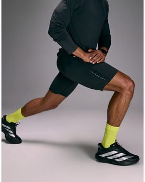 4505 Premium Reflective Running Half Tight With Phone Pocket And Bonded Hem - Gray