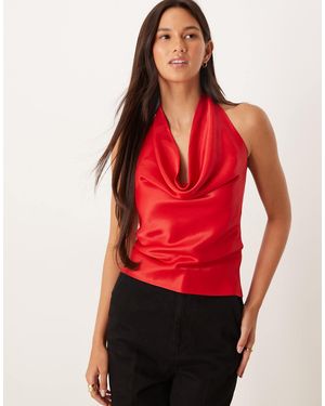 ASOS Satin Halter Cowl Cami Top - Red