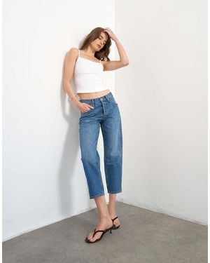 TOPSHOP Runway Mid Rise Straight Cropped Jean - Blue