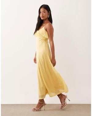 Vero Moda Ruffle Bust Chiffon Cami Midaxi Dress - Natural