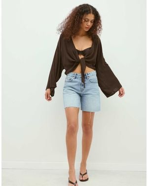 Stradivarius – fließende, offene bluse - Blau