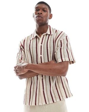 Jack & Jones Crochet Stripe Shirt - White