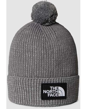 The North Face Berretto Medio Mélange Tnf Con Pompon E Riquadro Del Logo - Grigio
