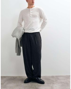 ASOS Tailored Pleated Wide Barrel Leg Trousers - White
