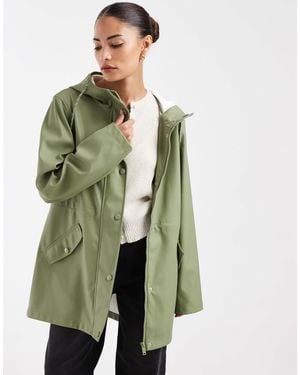 Vero Moda Coated Rain Jacket With Hood - Green