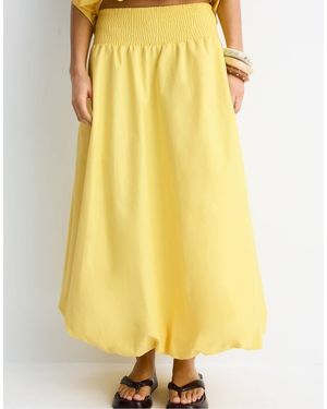 Stradivarius Poplin Balloon Long Skirt - Yellow