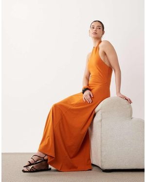 ASOS Halter Trapeze Midi Dress - Orange
