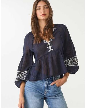 Stradivarius Embroidered Blouse - Blue