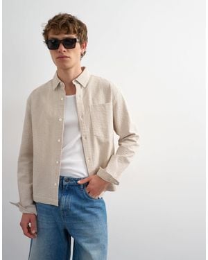 TOPMAN Relaxed Fit Crop Seersucker Shirt - Natural