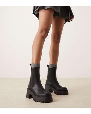 ASOS Wide Fit Rae Chunky Heeled Chelsea Boots - Black