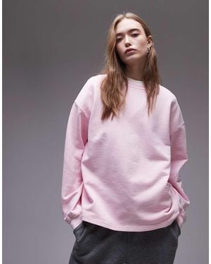 ARKET Relaxed Soft Crew Neck Terry Sweatshirt - Pink