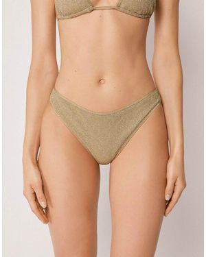 Calzedonia Brazilian Bikini Bottoms Metallic Glow - Natural