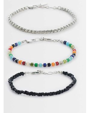 ASOS Confezione Da 3 Bracciali Con Perline E Catenina Multicolore - Grigio