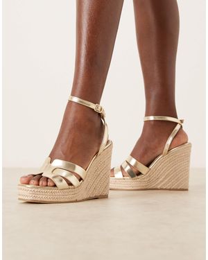 Glamorous Wedge Heeled Espadrille Sandals - Natural