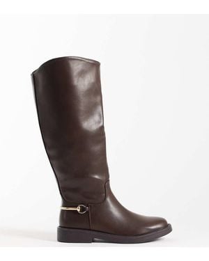 SIMMI Simmi London Wide Fit Garnet Knee Boots With Horse Bit Detail - Brown