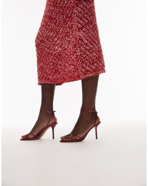 Mango Scarpe Con Tacco Rosse Con Fascette Incrociate - Rosso