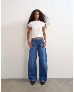 TOPSHOP Jeans Cilindrici Medio A Vita Medio Alta - Blu