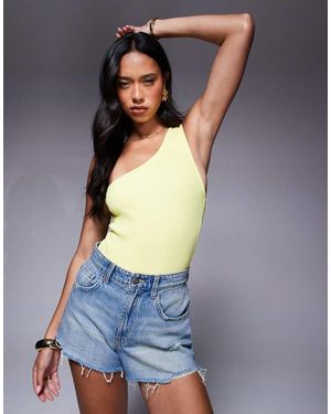ASOS Rib One Shoulder Bodysuit - Blue