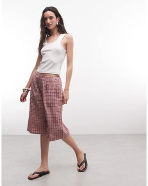 Collusion Baggy Longline Jort Met Ruit - Roze