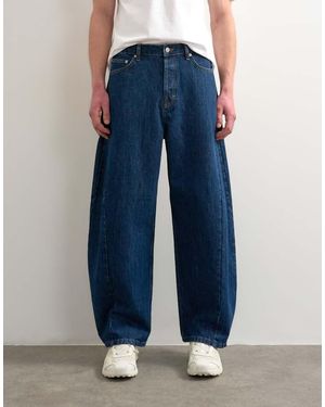 TOPMAN Vaqueros Rígidos De Corte Barrel Con Lavado Oscuro De -Azul
