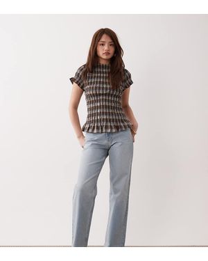 ASOS Vaqueros Cómodos Elásticos De Pernera Recta Y Talle Medio Con De Asos Design Petite-Azul