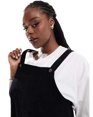 Yours Cord Pinny Dress - Black