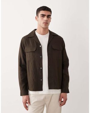 Mango Essentials 100% Linen Button Up Shacket - Black