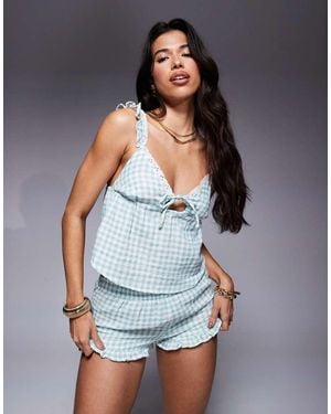 Boux Avenue Gingham Cheesecloth Cami And Short Set - Blue