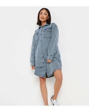 PixieGirl Petite Denim Shirt Mini Dress - Blue