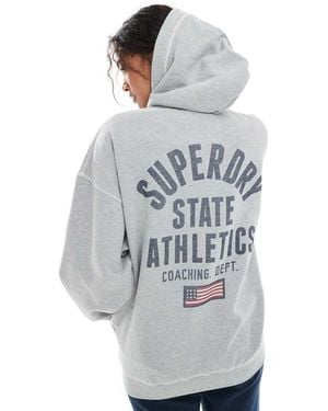 Superdry Athletic Essential Oversized Zip Hoodie - Grey