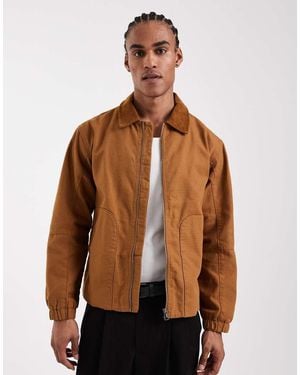 Only & Sons Oversized Heavyweight Barn Jacket With Cord Collar - Brown