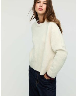 Stradivarius Pull basique en maille douce - ecru - Blanc