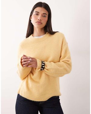 Gina Tricot Crew Neck Knitted Wool Alpaca Jumper - Natural