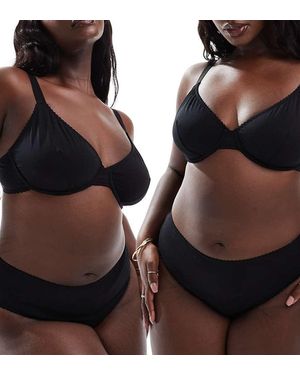 ASOS Asos Design Curve 2 Pack Mila Cotton Brazilian Briefs - Black