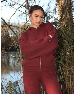 SIMMI Harper Knitted Zip Hoodie - Red