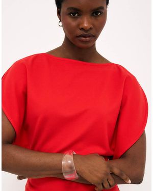 NA-KD Sculptural Punto Jersey Top - Red