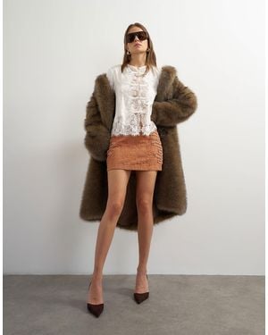 TOPSHOP Premium Jacquard Embellished Mini Skirt-red - White
