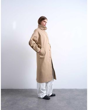 TOPSHOP Gabardina Lisa Extragrande Con Cuello Alzado De -Neutro - Blanco