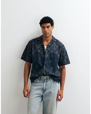 HUGO Hugo Printed Camp Collar Shirt - Blue