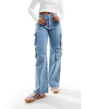 The Couture Club Jeans Cargo Comodi Slavato - Blu