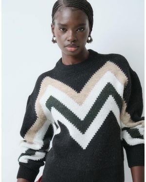 ASOS Gestrickter pullover mit chevron-muster und streifen - Grau